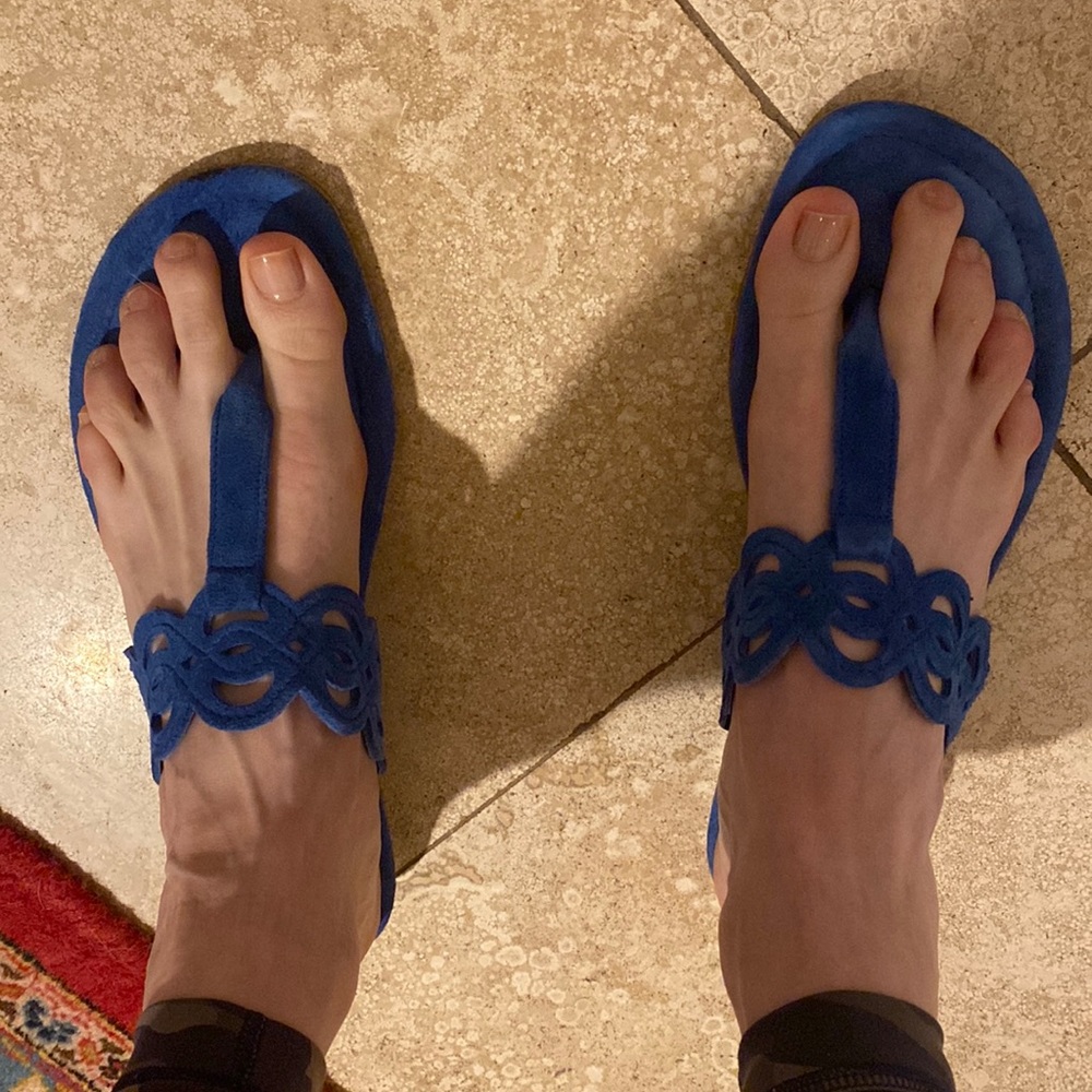 Laurent effel designer real blue suede sandals. Size 41